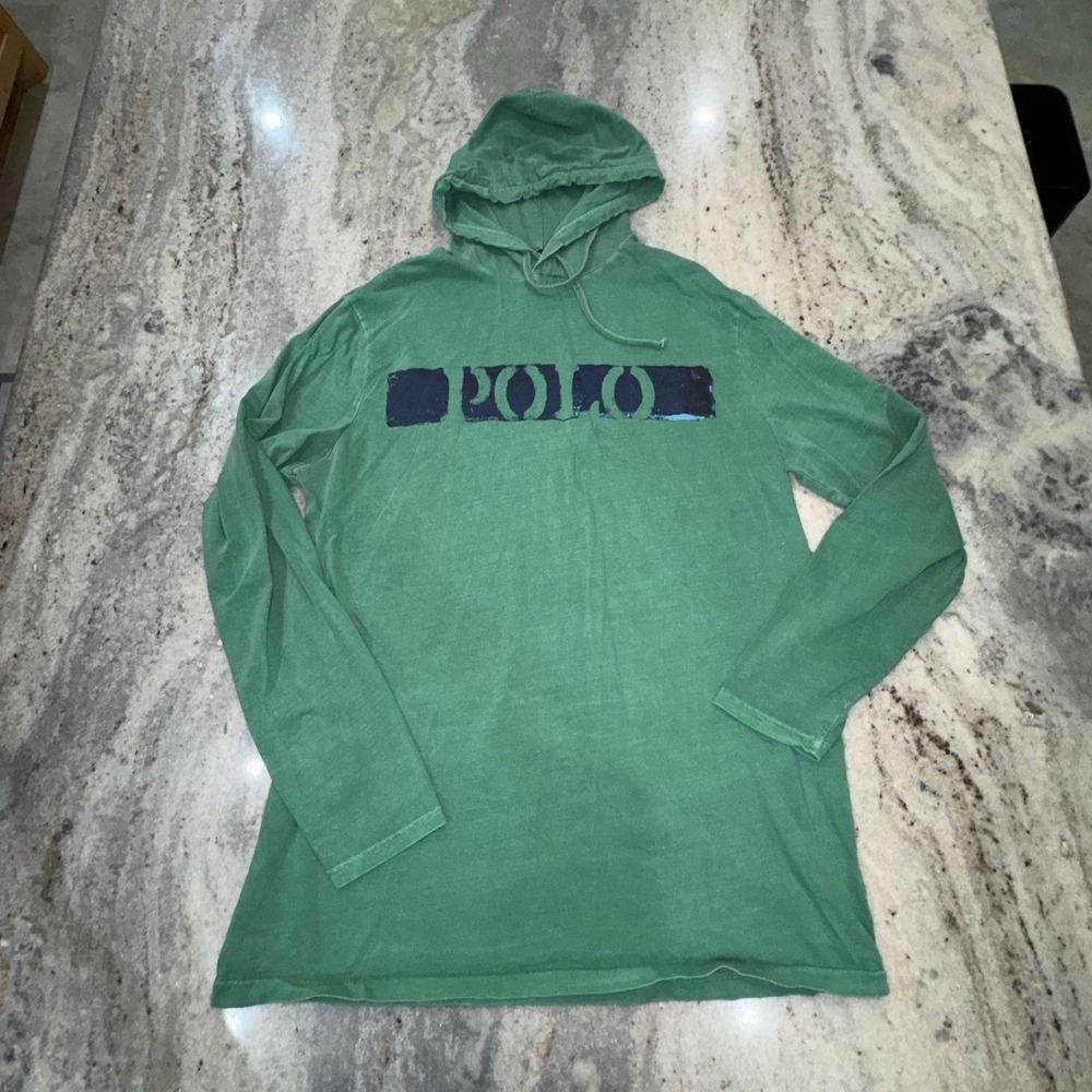 Polo‎ Ralph Lauren Green Hoodie Long Sleeve Shirt Logo Men's Sz XL Long Pullover